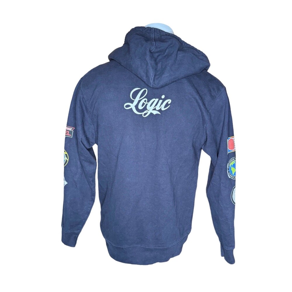 Logic Space NASA Inspired Hoodie Navy Blue Artist Singer Rapper Small